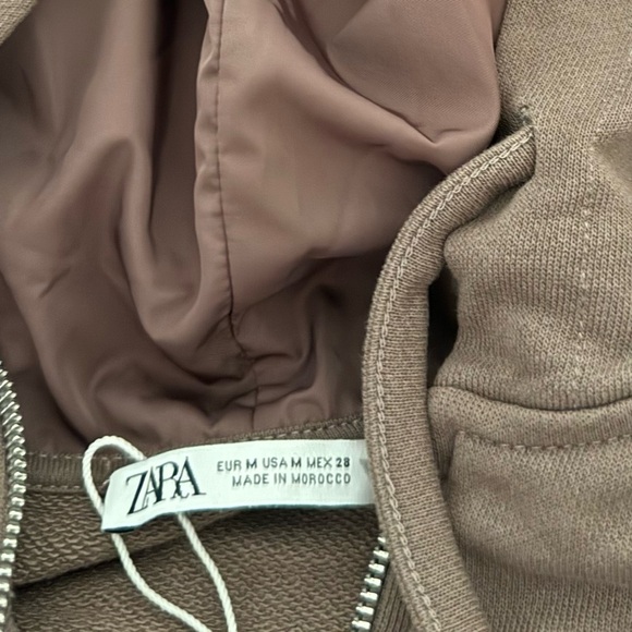 Zara limited edition cotton cropped hooded zipper sweatshirt - Picture 10 of 11